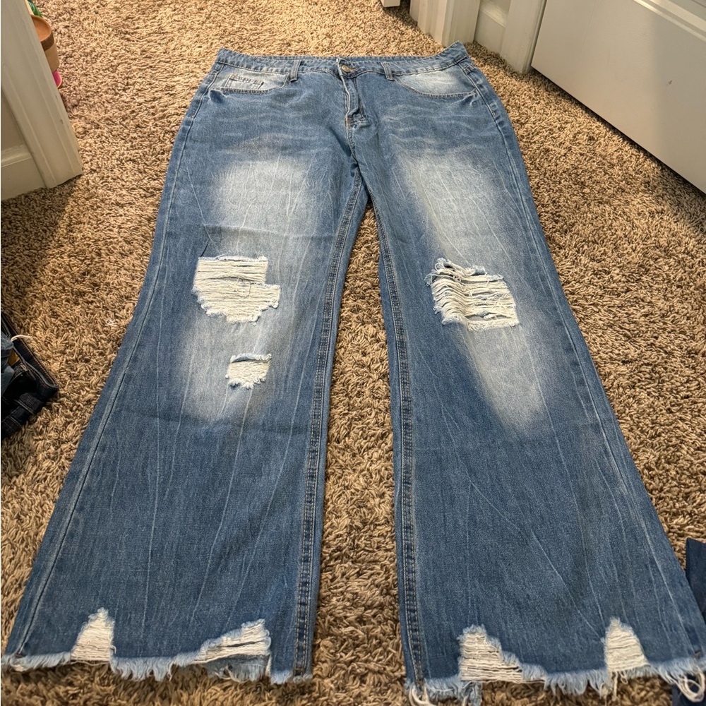 Boutique, cropped, distressed jeans